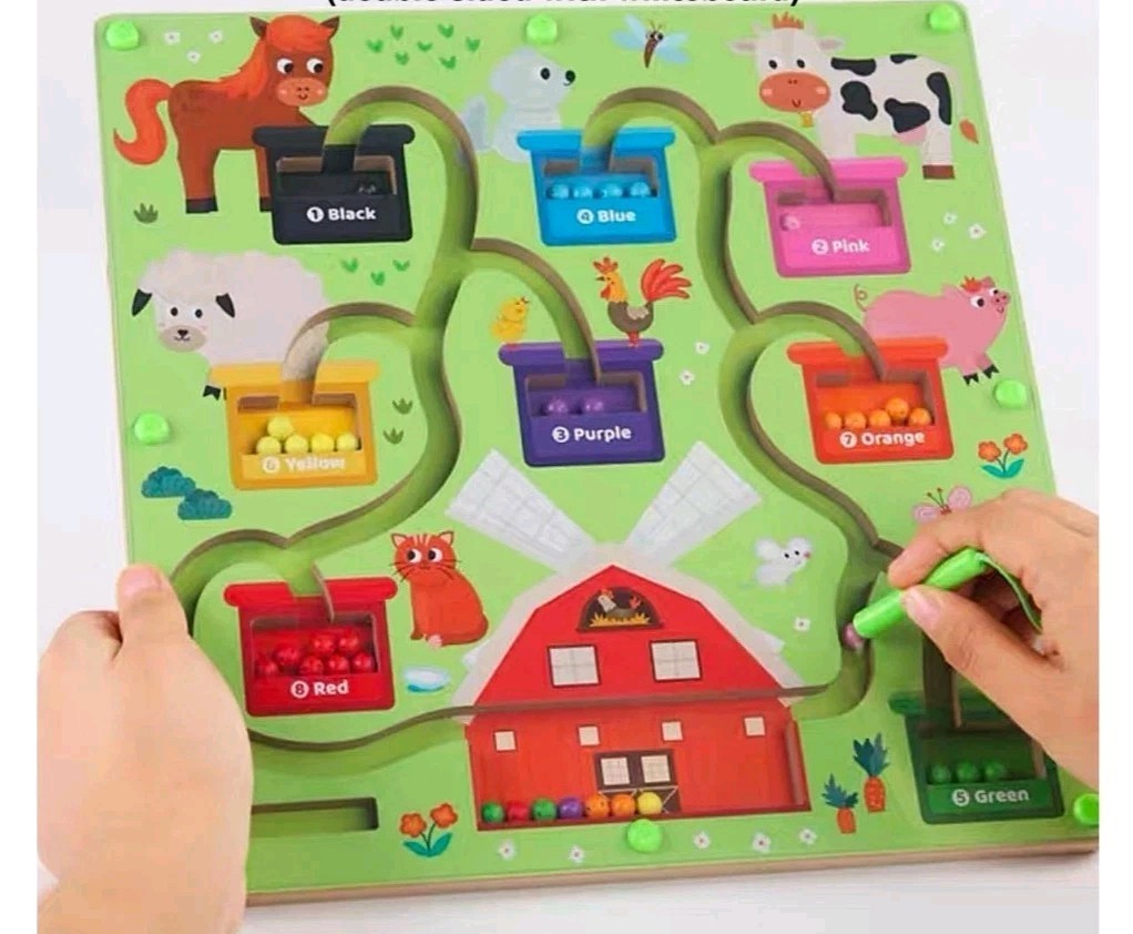2 in 1 Double Side Magnetic Color & Number Maze, Magnetic Drawing Board Ages 3+