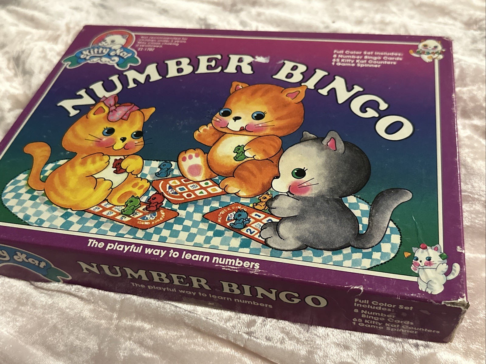Kitty Kat Number Bingo Home School Game Open Box Vintage VGUC RARE