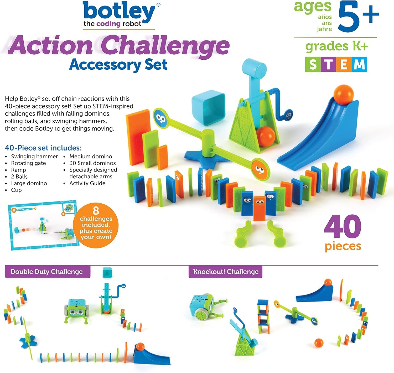 Learning Resources Botley Coding Robot Kit Action Challenge Set, Chain Reaction