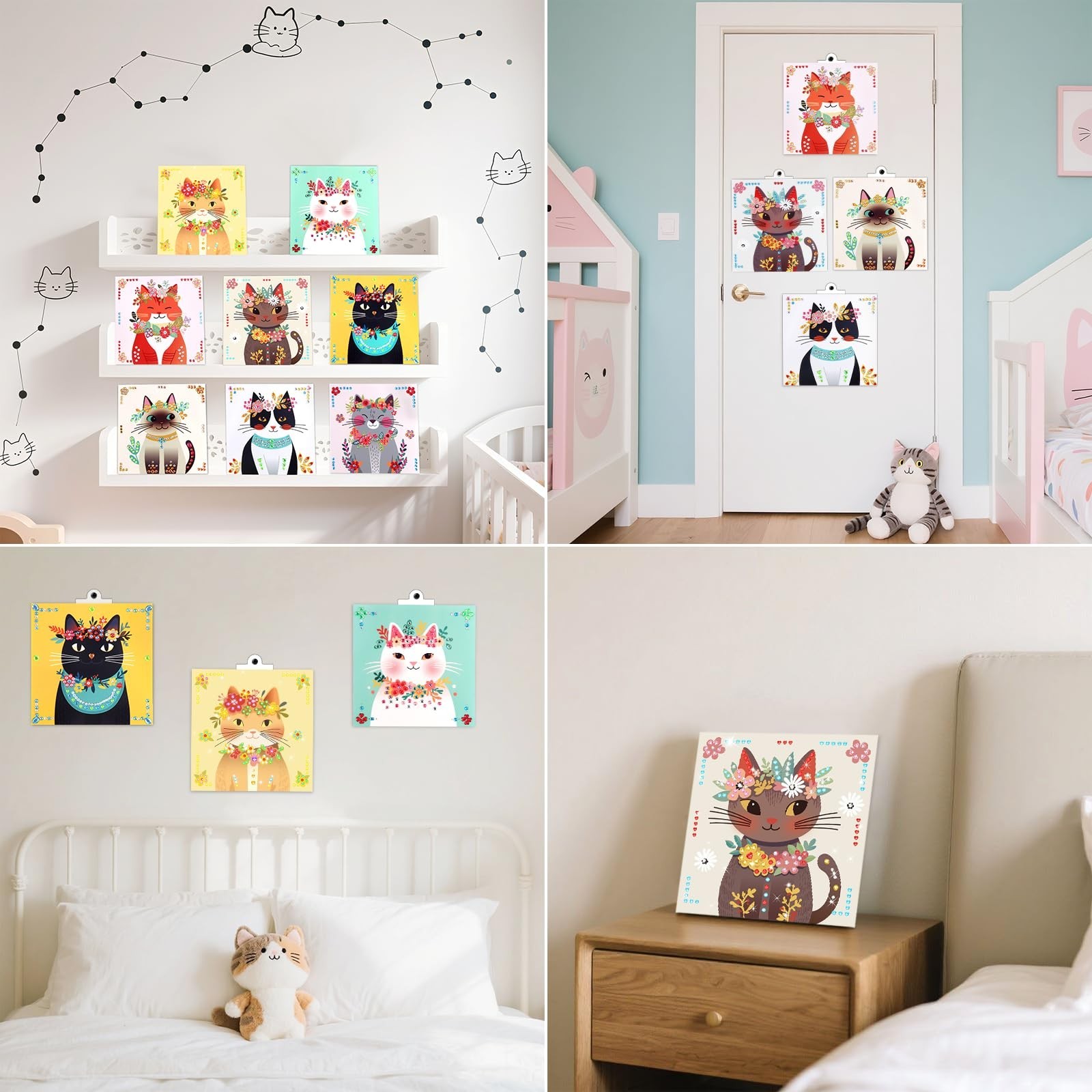 Gem Art Sticker Kit, Arts and Crafts for Kids Age 4-12, 8 Cat Themes Diamond …