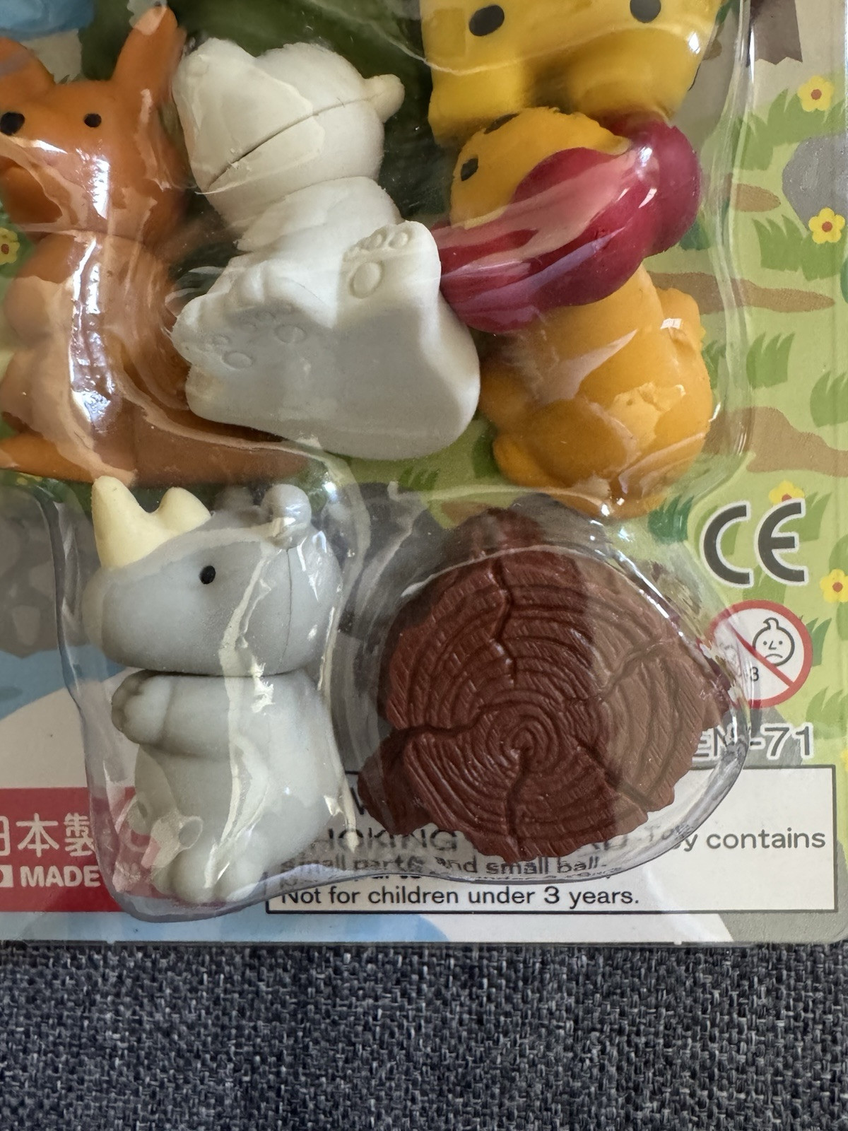 NEW IWAKO Japanese Puzzle Erasers Safari Animals Card Set Kids Children Gift