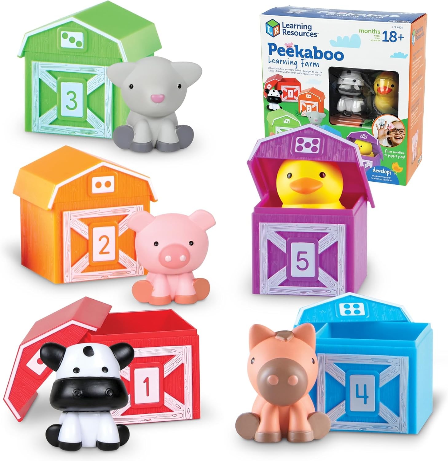 Learning Resources Peekaboo Learning Farm – 10 Pieces, Ages 18+ Months Toddler L