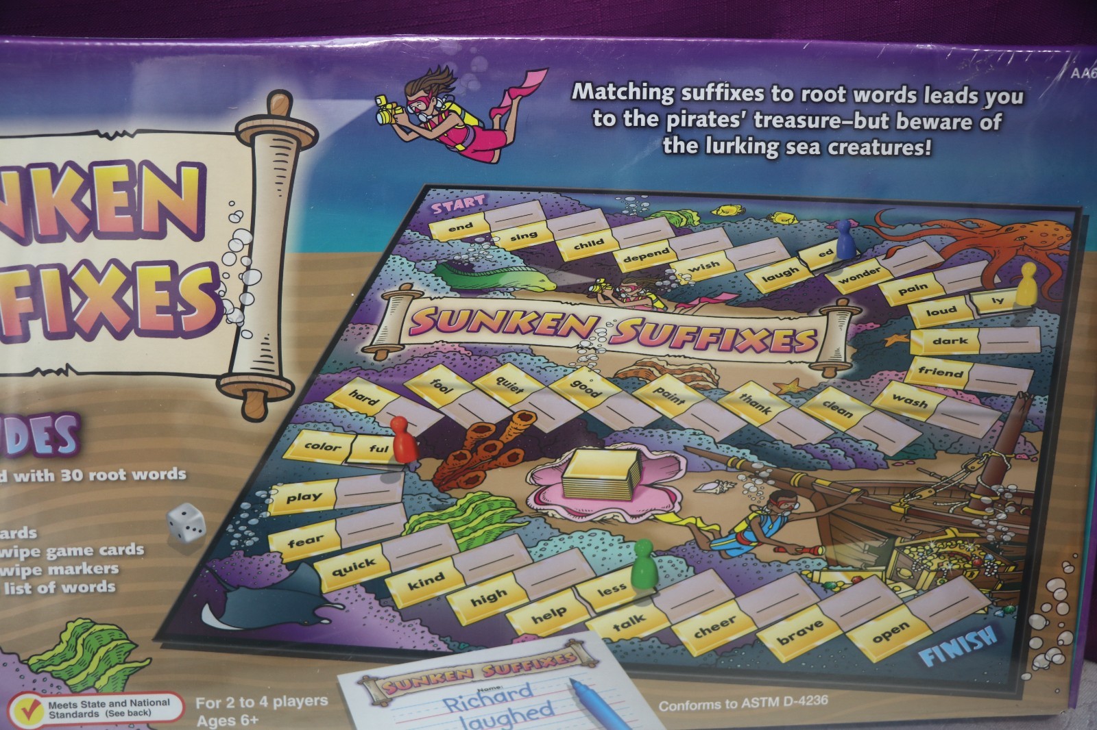 Lakeshore Sunken Suffixes Vocabulary Educational Learning Game AA646 NEW SEALED