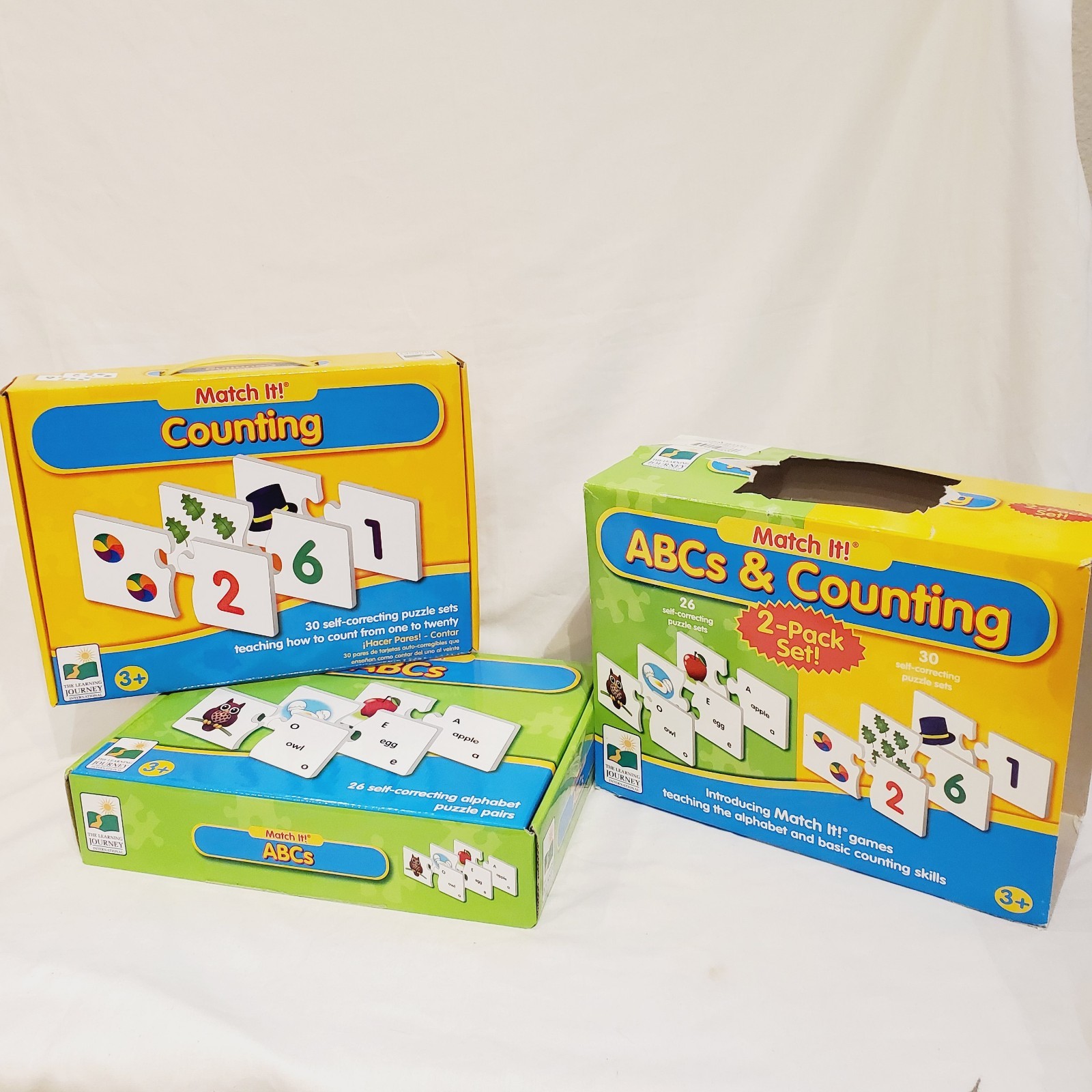 Match It! ABCs & Counting Box Set 26 pc and 30 pc Puzzle Sets Math Reading Skill