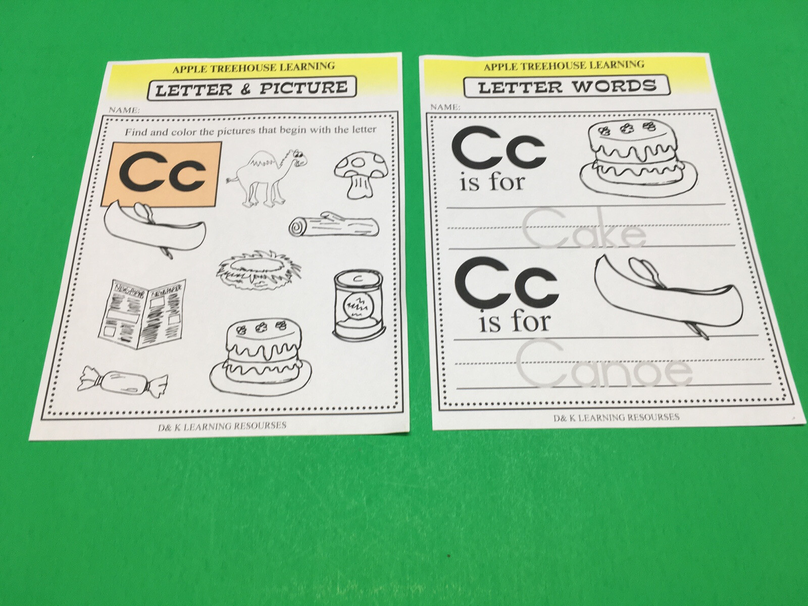 Letter Cc – Apple Treehouse Worksheets – Preschool Teaching supplies 20pgs