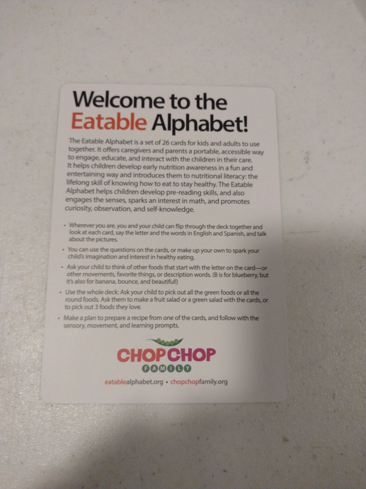 Eatable Alphabet Kitchen Activity Cards Recipe Cooking Child Kid