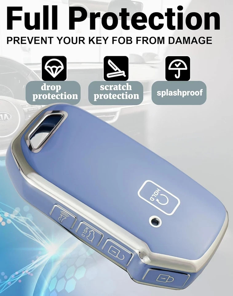 For Kia Key Fob Cover with Key Chain, Soft TPU Car Key Fob Case Shell for Kia So