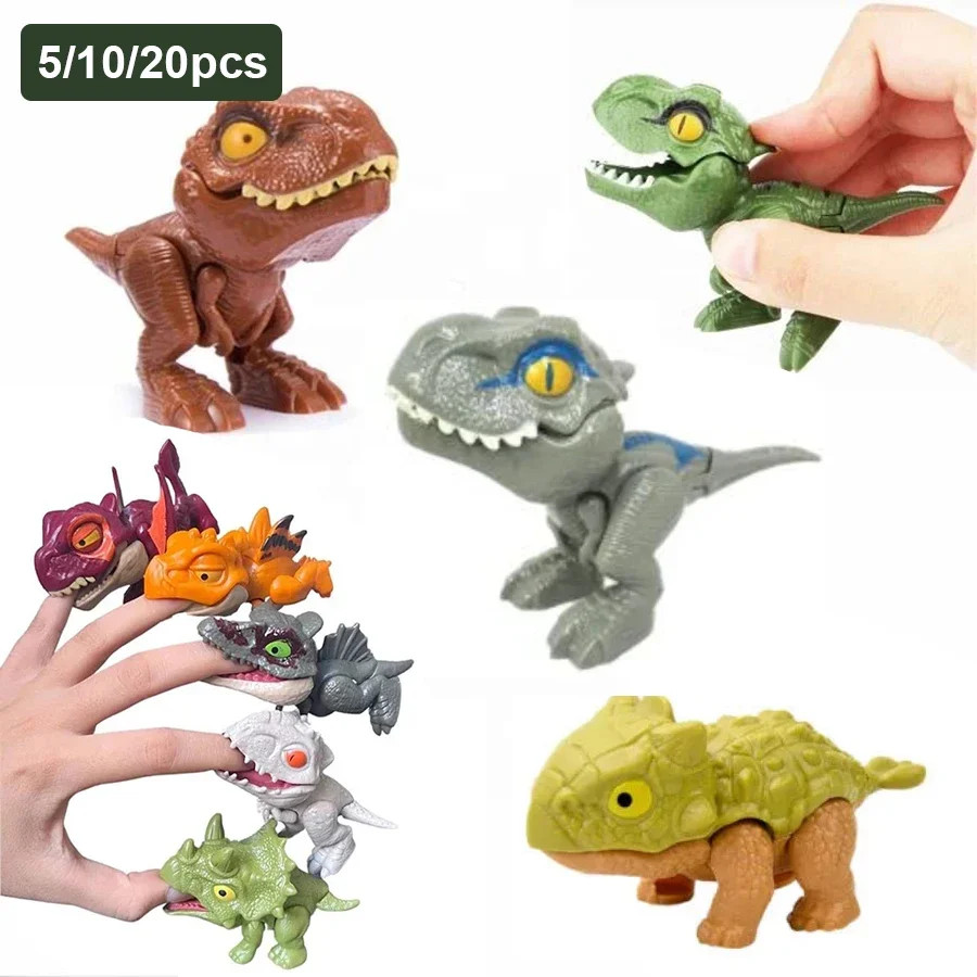 5/10PCS Finger-Biting Dinosaur Toys | Movable Joints Simulation Model for Kids E