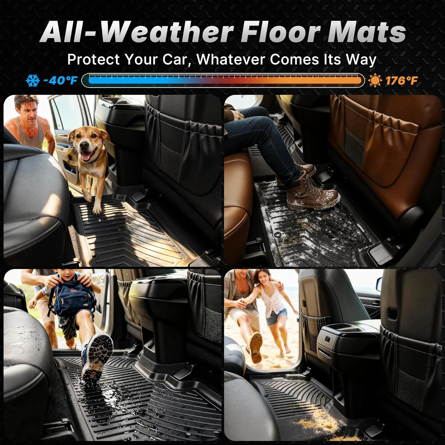 OEDRO Floor Mats Fits for 2014-2018 Chevrolet Silverado/GMC Sierra 1500 Double C