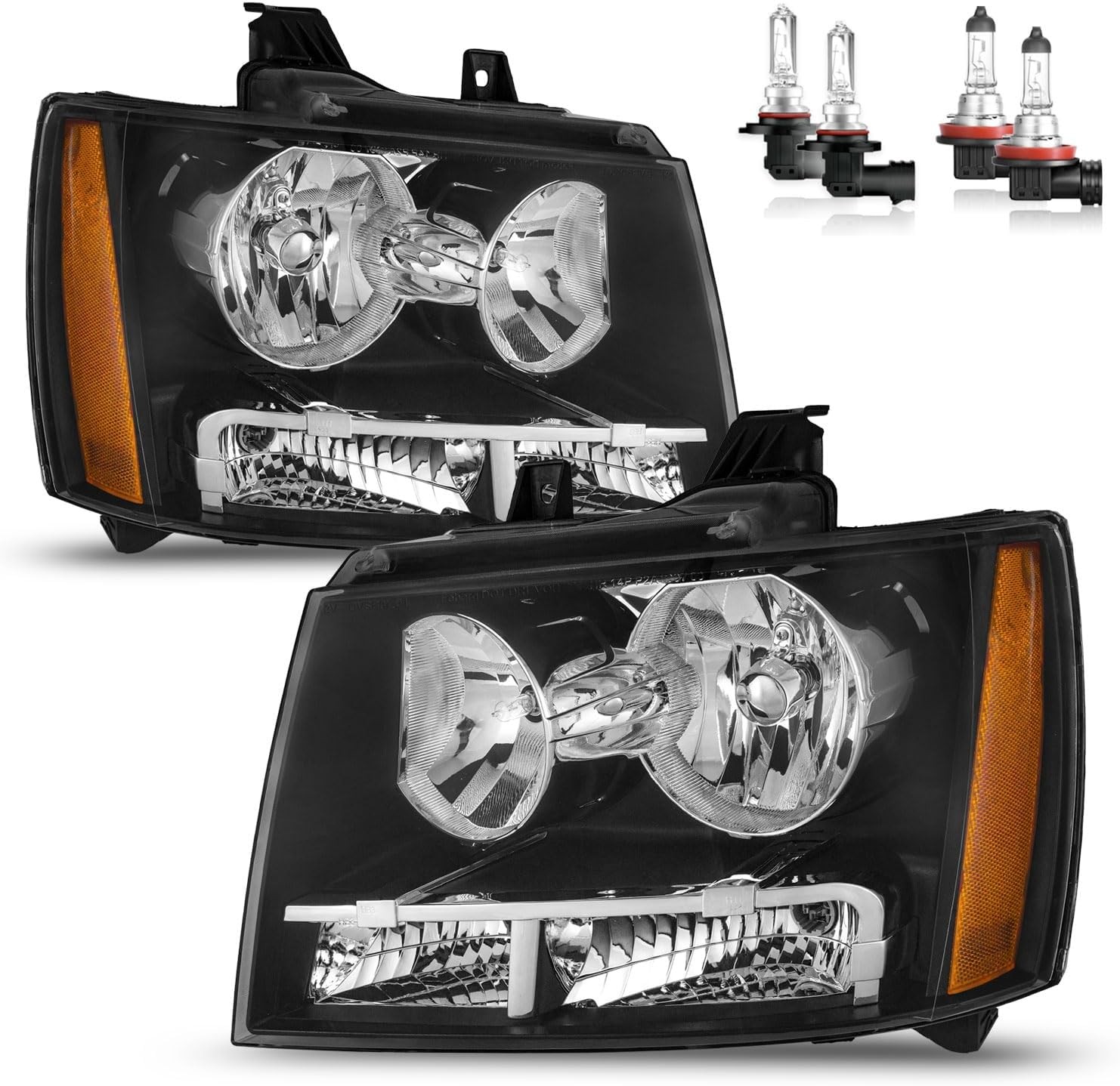 2007-2014 Chevy Tahoe Headlights w Bulbs Pair