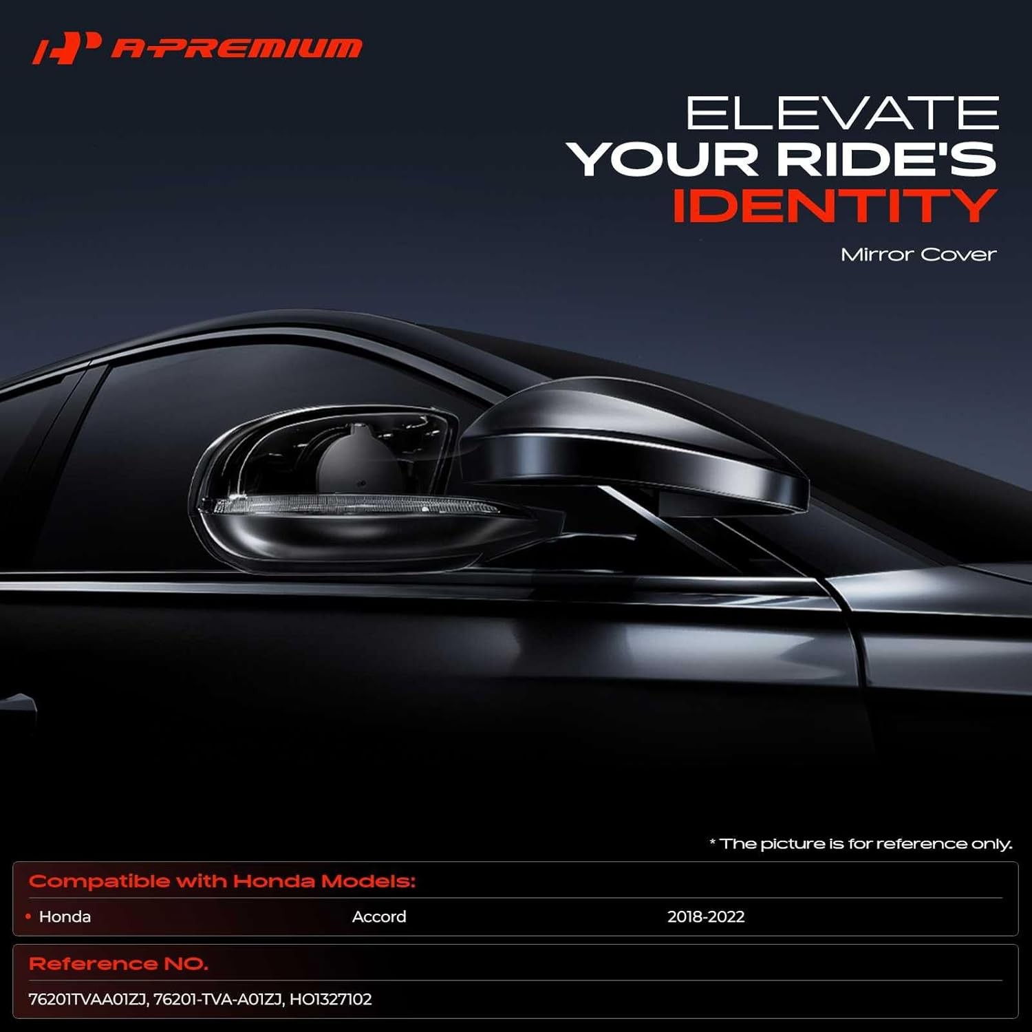 A-Premium Passenger Side Rearview Mirror Cover Cap – Compatible with Honda Accor