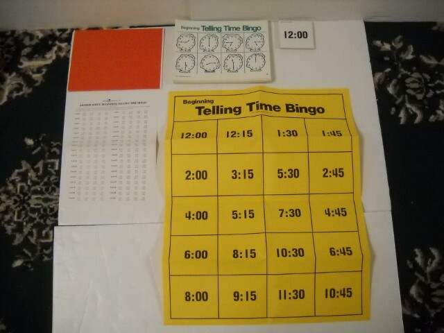 Vintage Trend Beginning Telling Time Bingo With Laminated Cards 1977 Very Nice!