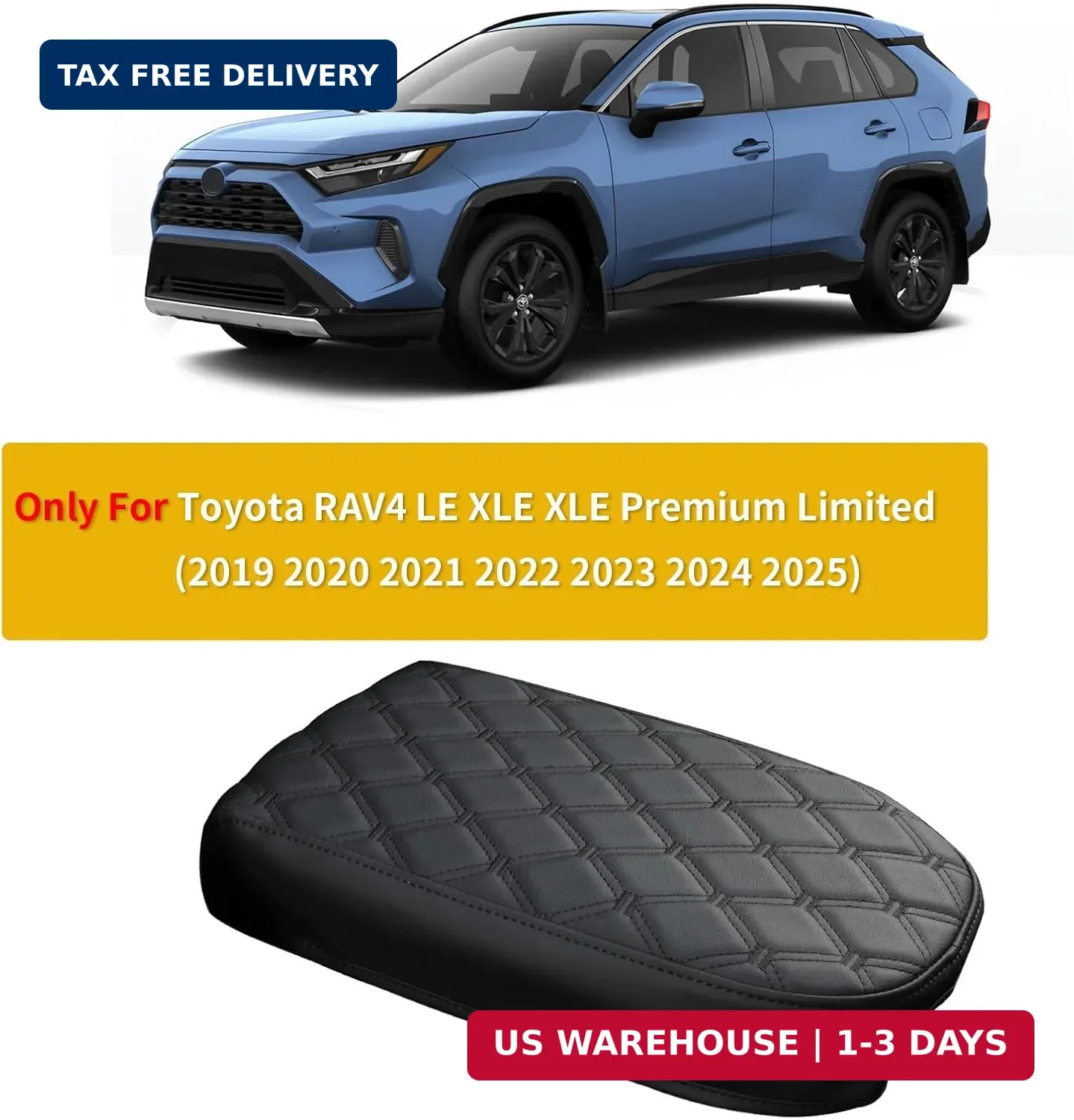 GIANT PANDA Custom Fit Car Center Console Armrest Cover for Toyota RAV4 2019 202