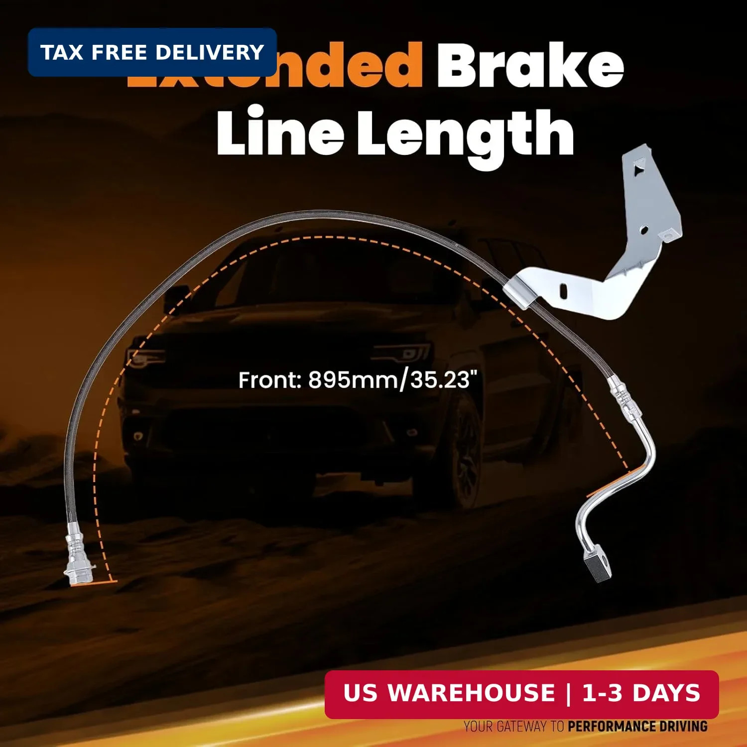 Extended Front Brake Lines Stainless Steel for Ford F-250 F-350 4WD 2008-2016