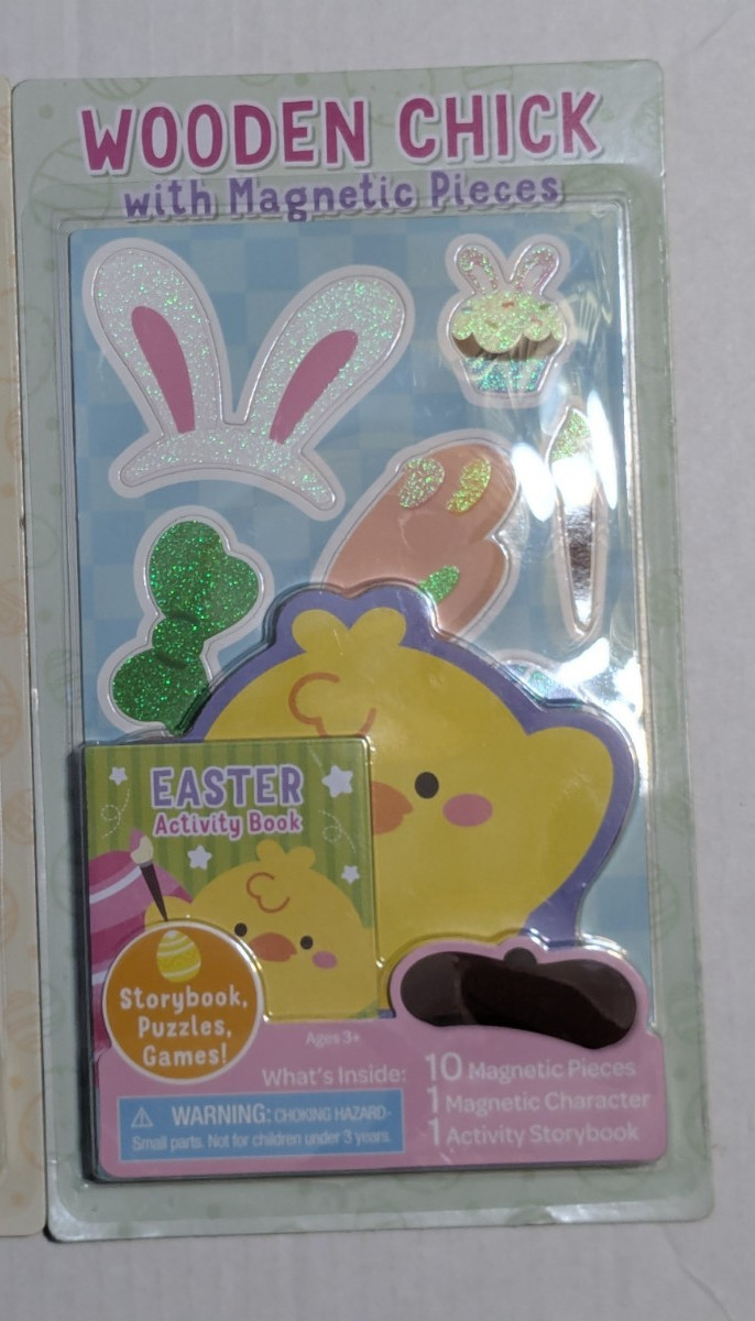 Lot of 2 – Bendon – Wooden Bunny / Wooden Chick with Magnetic Pieces – Easter