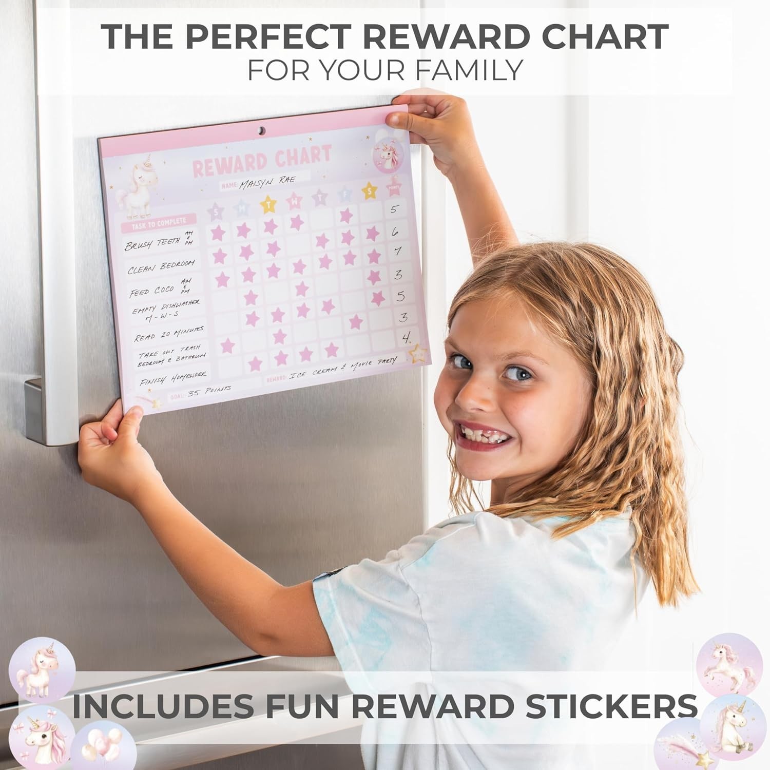 Fun Magnetic Reward Chart for Kids at Home – Motivational Easy to Use Chore C…