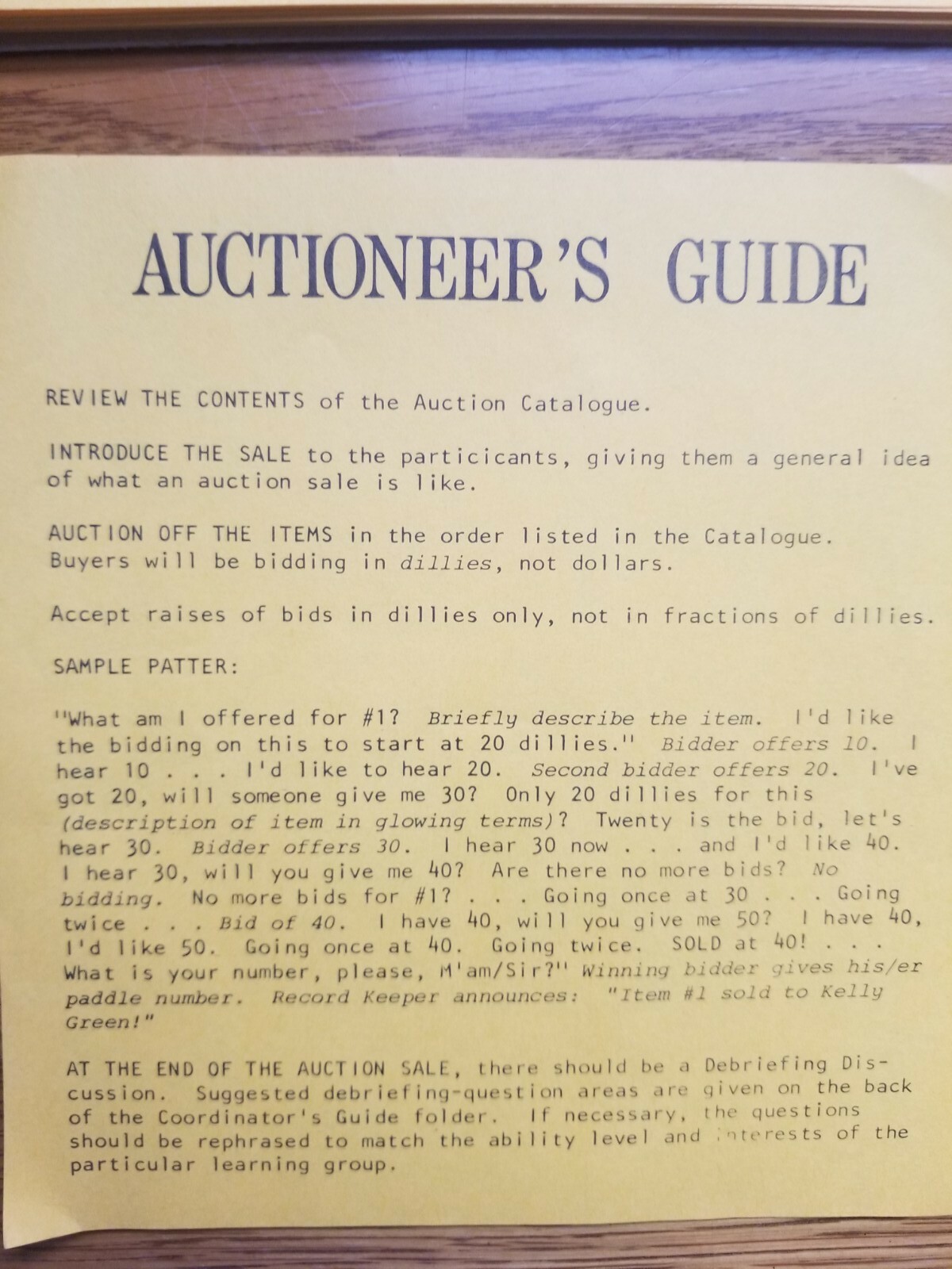 Vintage 1982 AUCTION game for a change by Creative Learning Systems