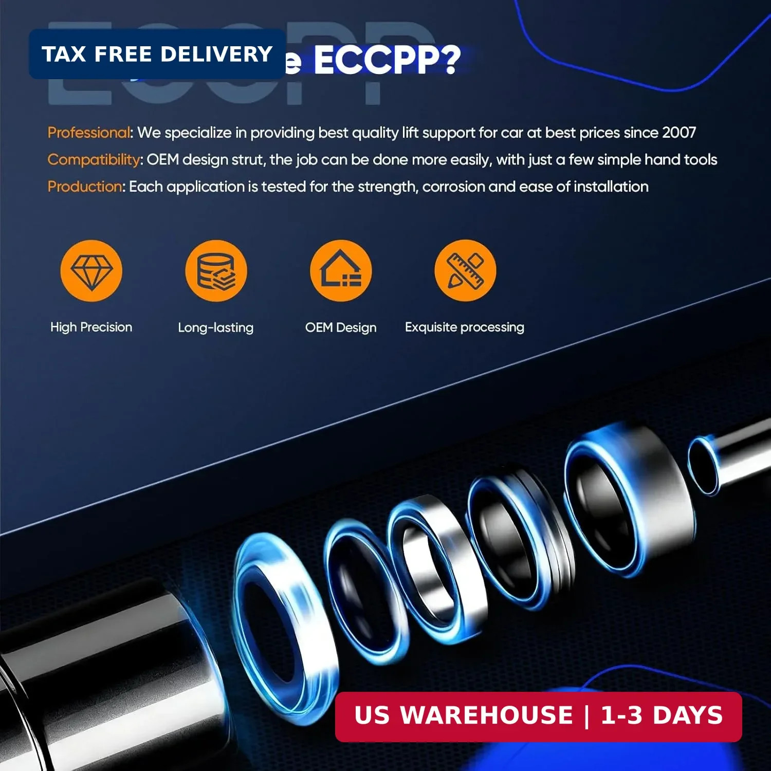 ECCPP 2pcs Rear Trunk Lift Supports Struts Rods Shocks for Volkswagen for Jetta