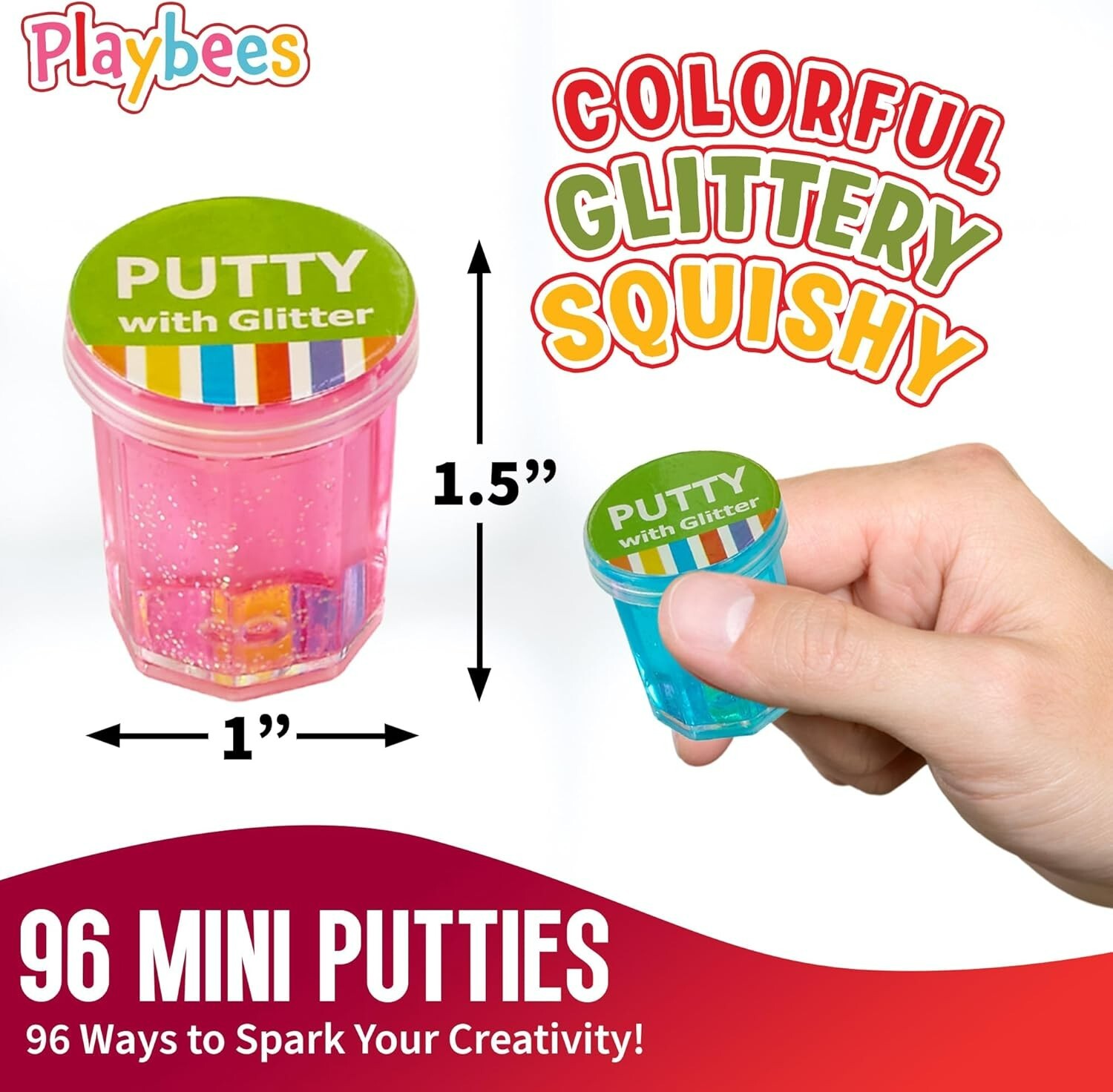Mini Putty with Glitter – 96 Pack Neon Color Sludge