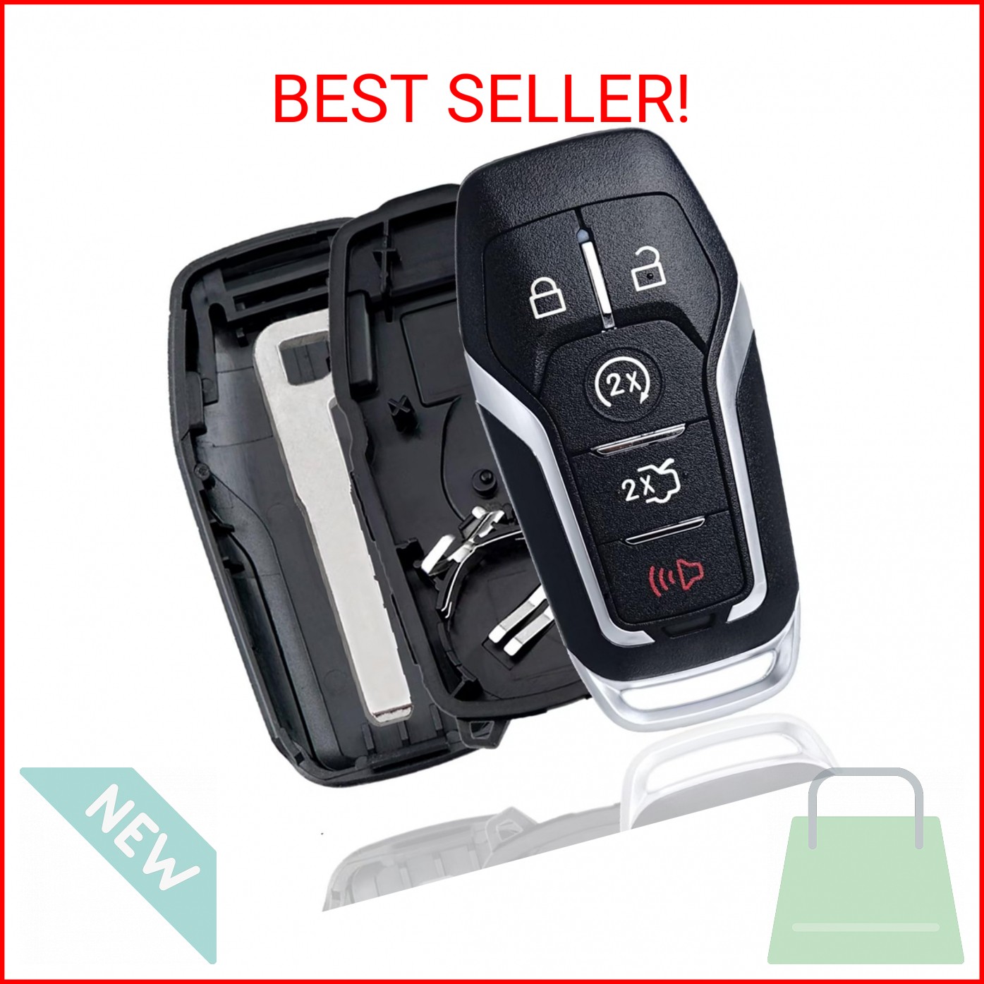 MechanMagic Smart Key Fob Shell Case Cover Replacement Fit for Ford F150 Explore