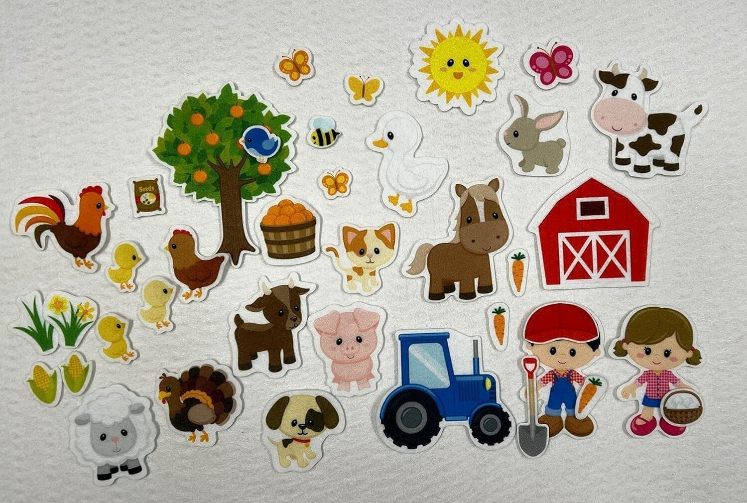 37 Piece Farm Animals Felt Figures & Flannel Board Stories cow sheep horse pig