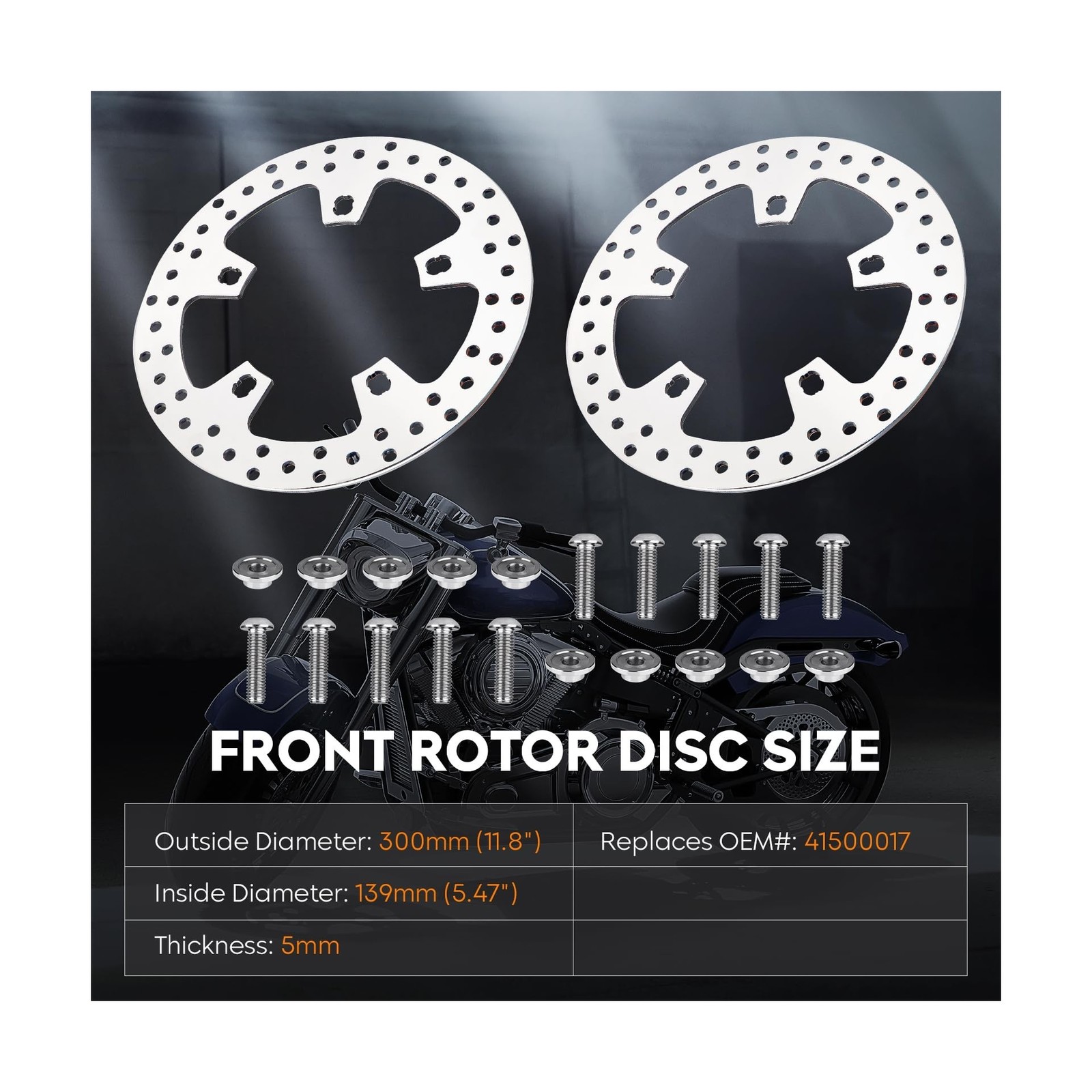 11.8″ Front Brake Disc Rotor with Bolts Fit for Harley Road King/Street Glide…