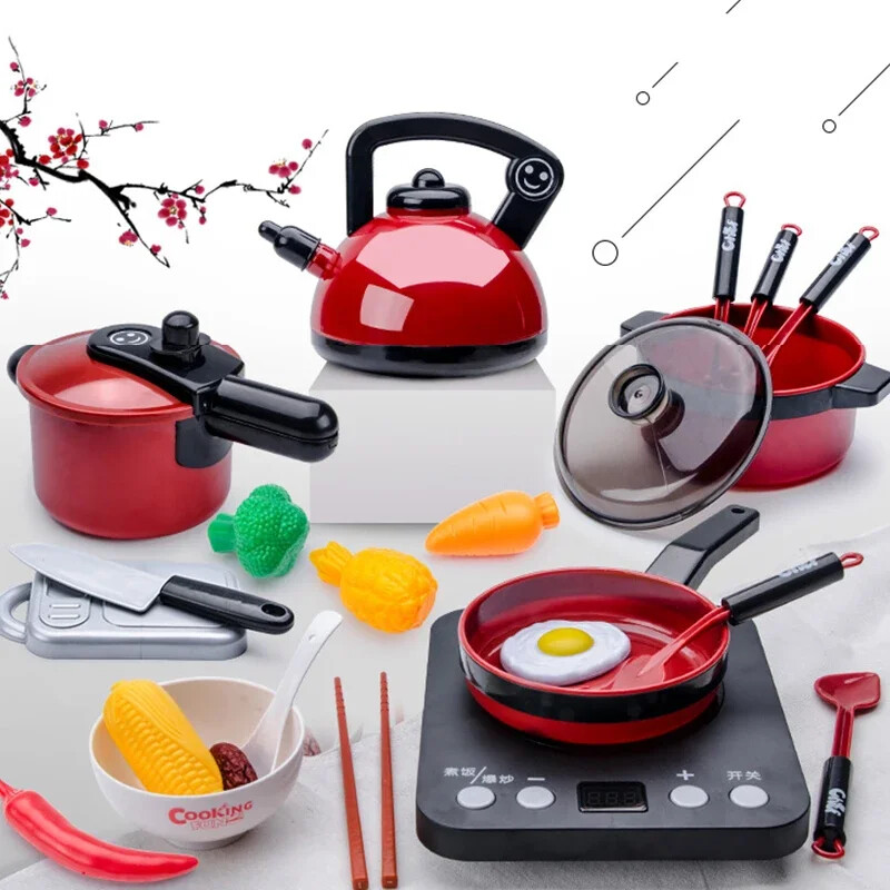 Set For Kids Girl Cooking Kitchen Toy Baby Cutting Fruit Cooking Kitchen Utensil