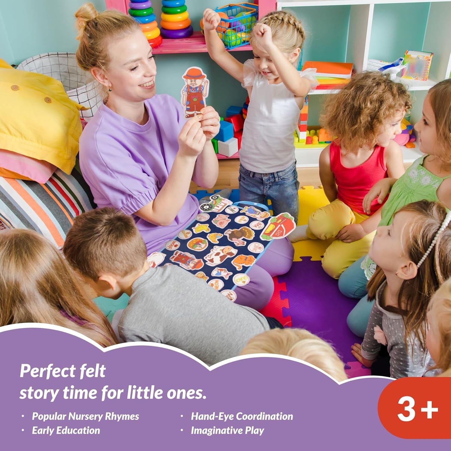Durable Felt Storytelling Board Set -4 Precut Figures for Creative Learning Fun