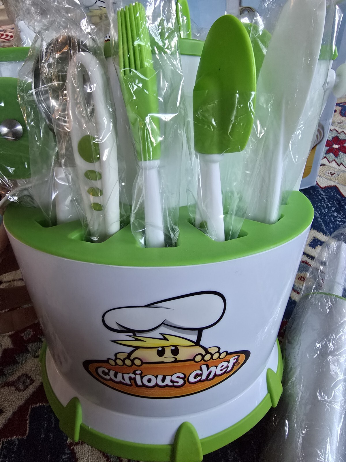NEW Curious Chef 30 Piece Caddy Set Little Kids Cooking Baking Utensils Cutlery