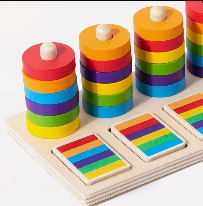 Wooden Montessori Toy/Color Matching Stacking Columns