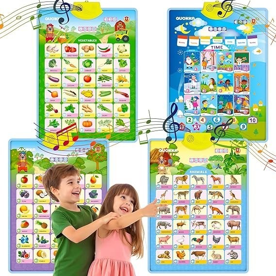 QUOKKA Interactive Learning Posters 4 In 1 Set Homeschooling Preschool School