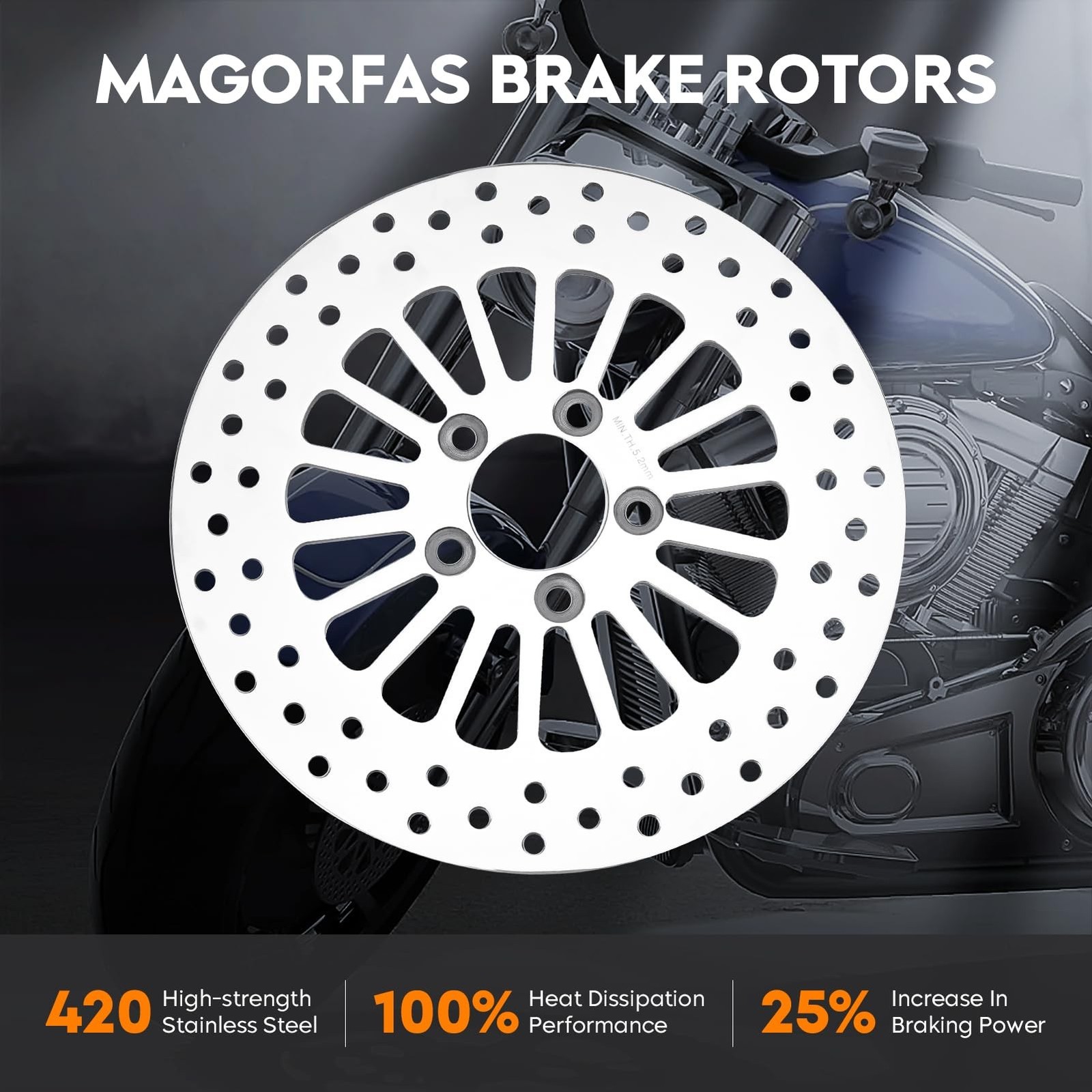 11.8″ Rear Brake Rotors Disc with Bolts Fit for Harley Road King/Electra Glid…