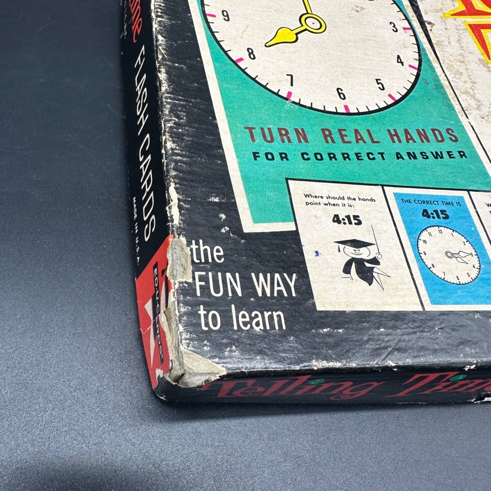 Vintage Telling Time Flash Cards Educational 1963 Home School Teaching USA