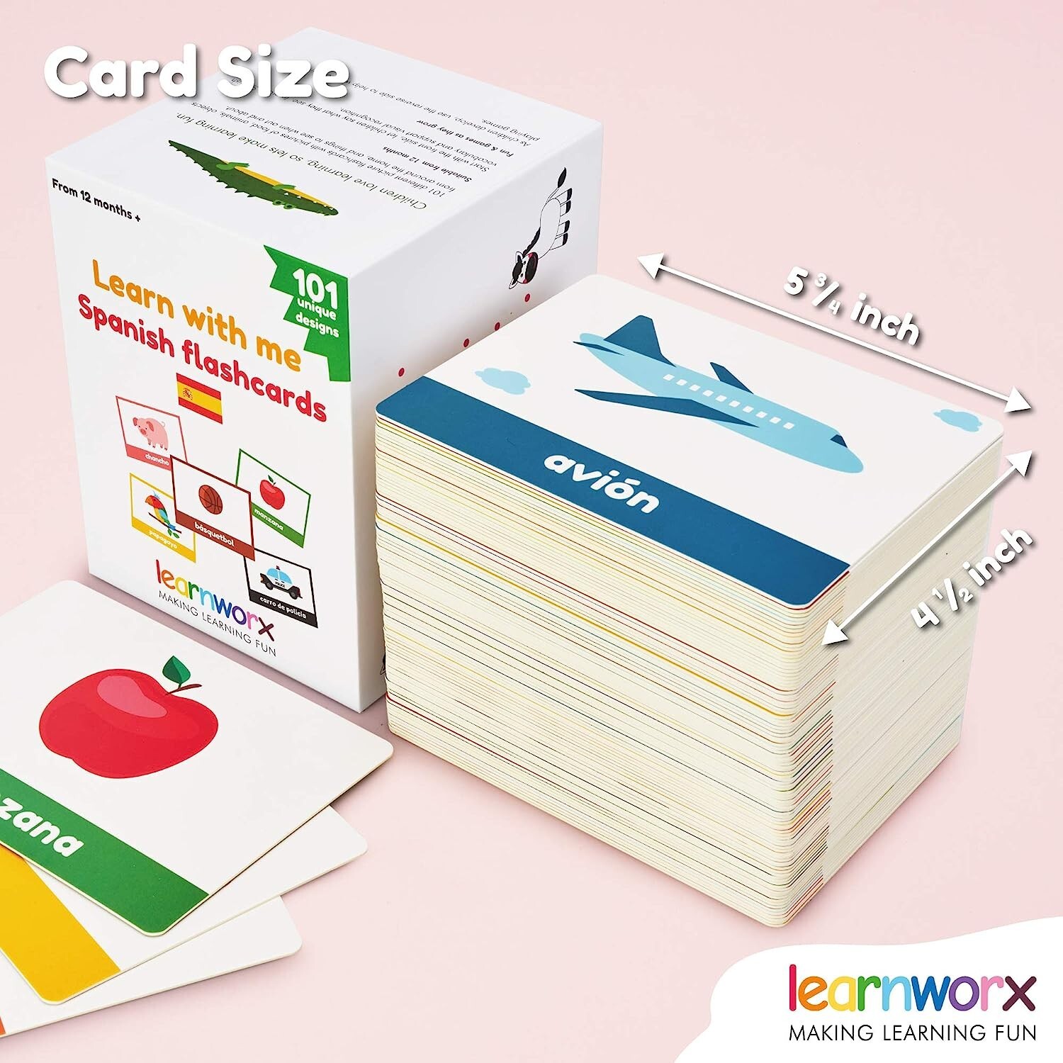 Spanish Flash Cards for Kids & Toddlers – 101 Cards – 202 Sides – Learn with Me