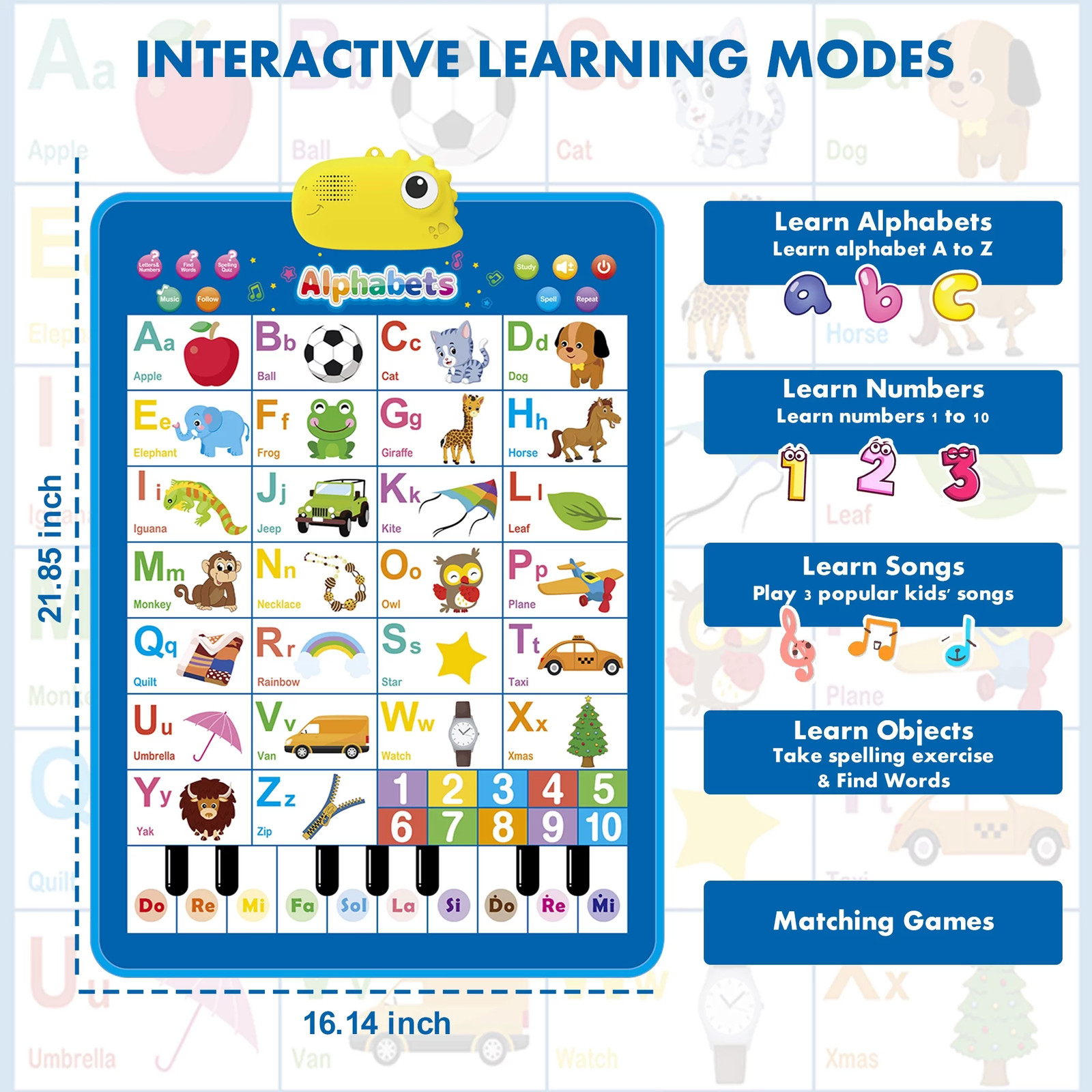 Electronic Alphabet Wall Chart, ABC Chart Learning Toys for 3 to 4 Years old