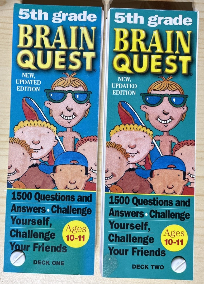 BRAIN QUEST 1500 Questions EDUCATIONAL GAME DECK 1 & 2 Flash Cards 5TH GRADE