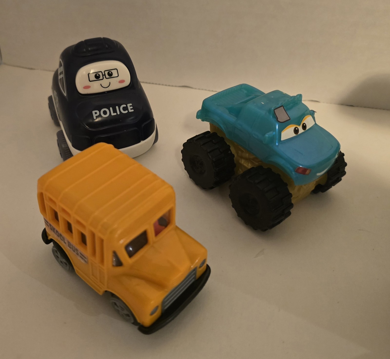Toddler Toy Truck, Car, Vehicle Lot Of 7 Plastic Cartoon Face