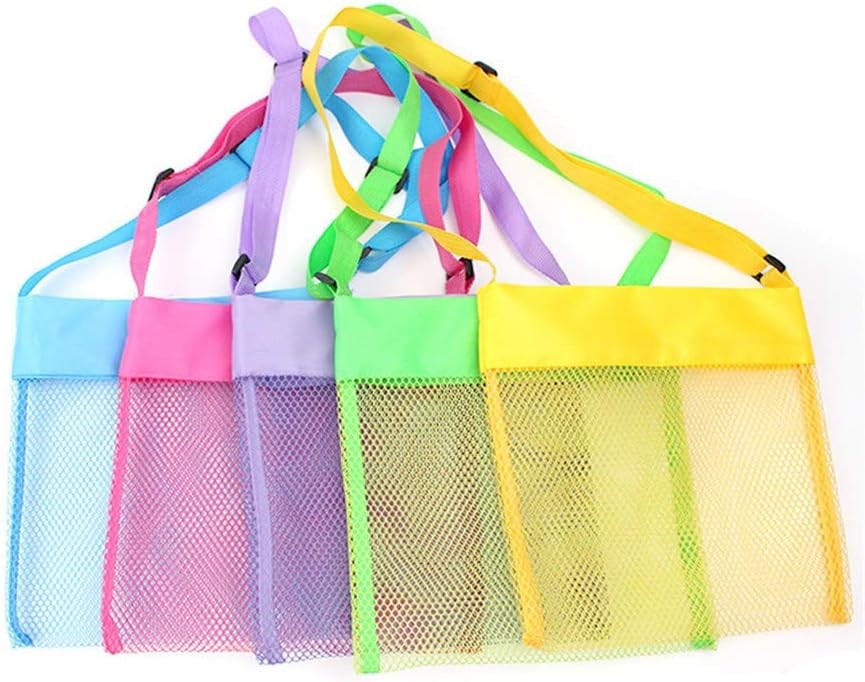 EMAXELER Colorful Mesh Beach Bags Breathable Sea Shell 5-pack