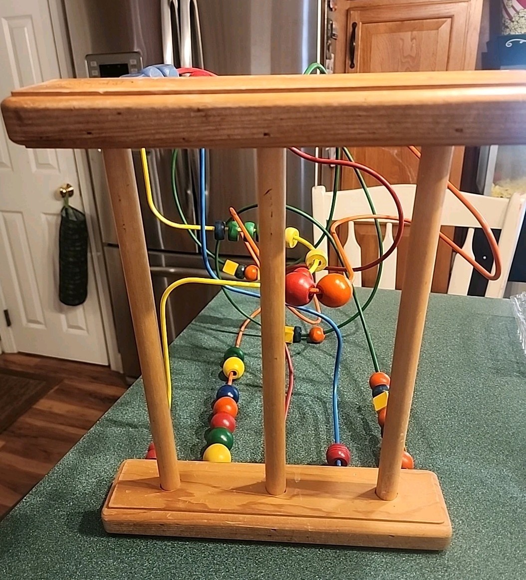 Vintage Anatex Rollercoaster Bead Maze Metal Wood Kids Educational Activity 1989