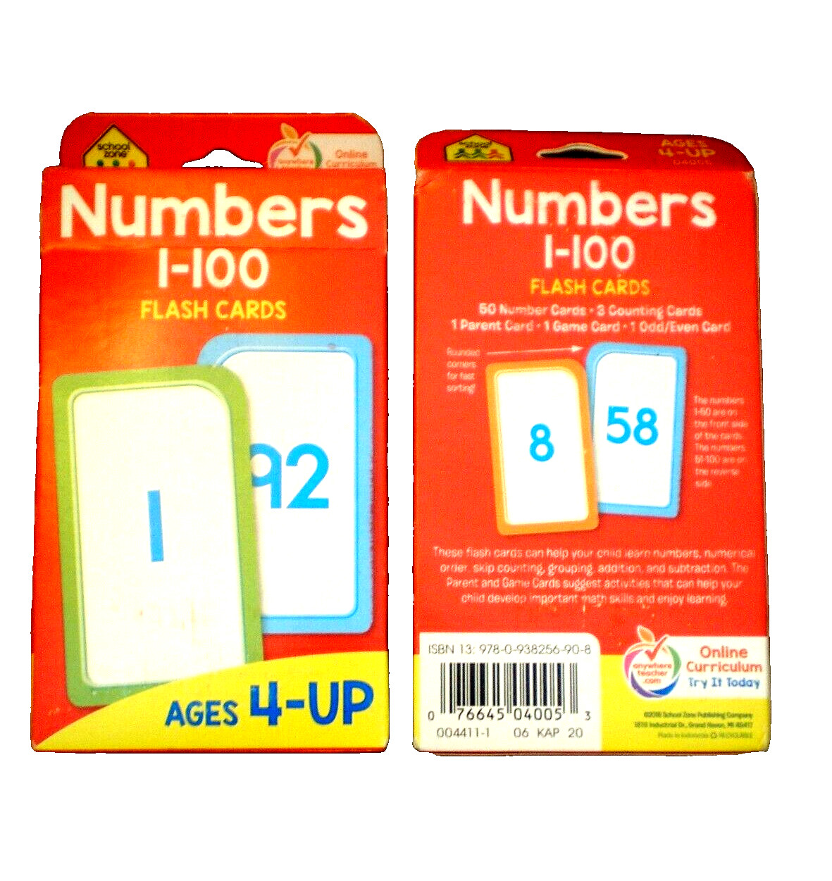 Lot of 2 Packs of Numbers 1-100 Flash Cards