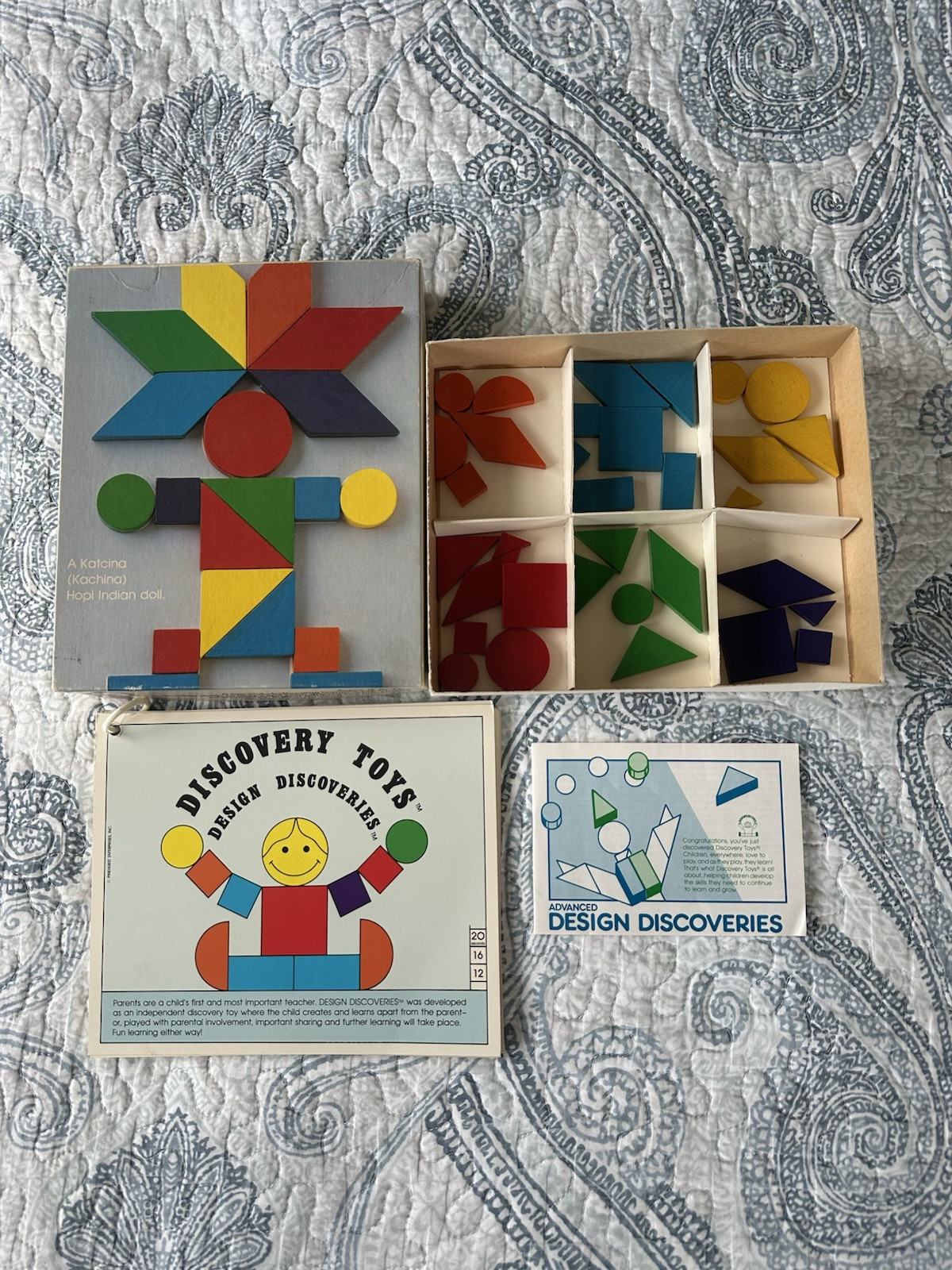 Vintage Design Discovery Toys Educational Wood Tangrams Complete- Retro 80’s