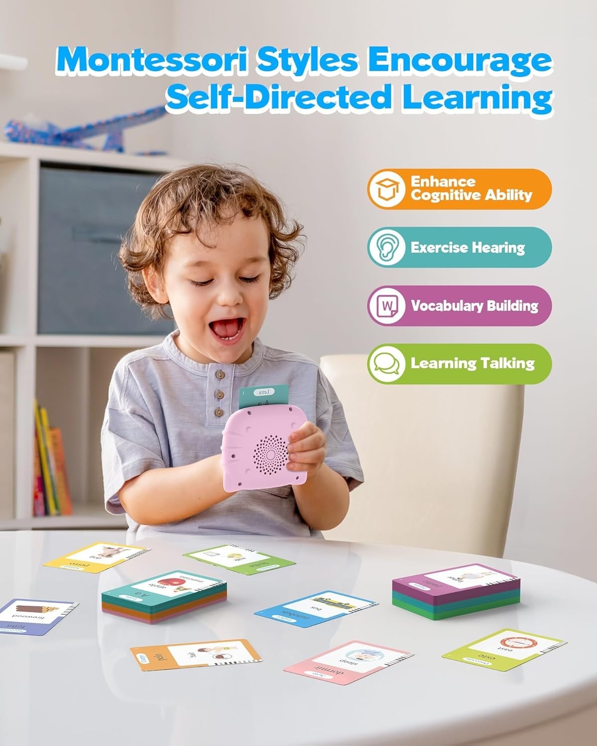 Bilingual Pink Spanish and English Talking Flash Cards, Pocket Speech Therapy…