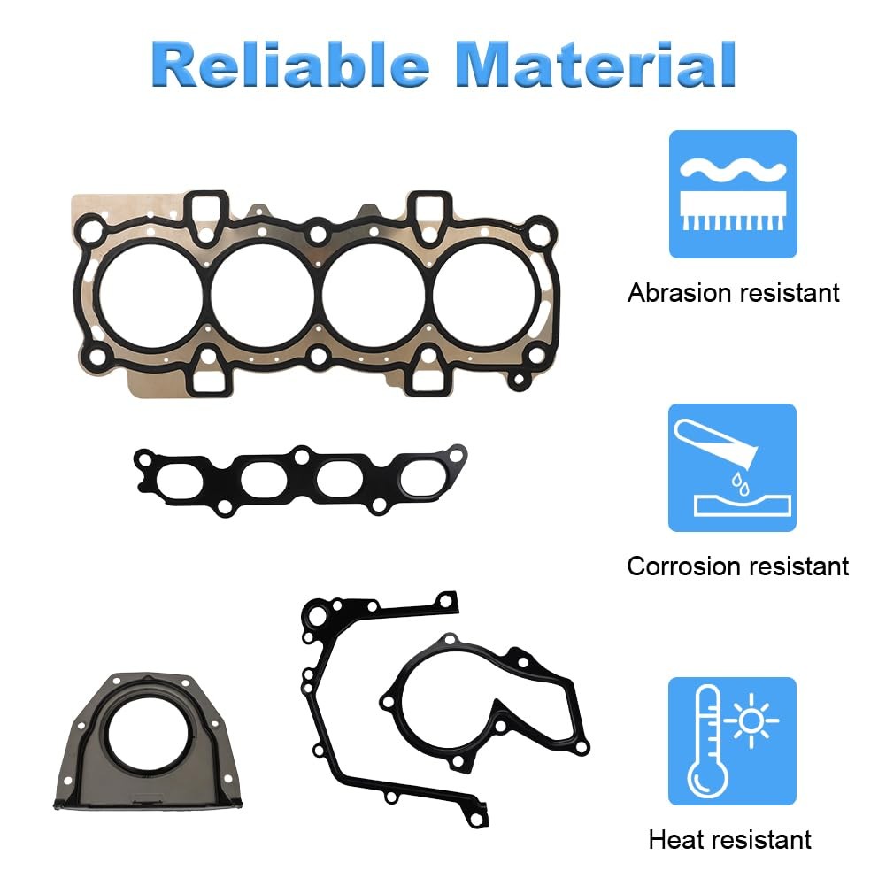 Engine Cylinder Head Gasket Set with Bolts Compatible with Ford Fiesta 1.6L