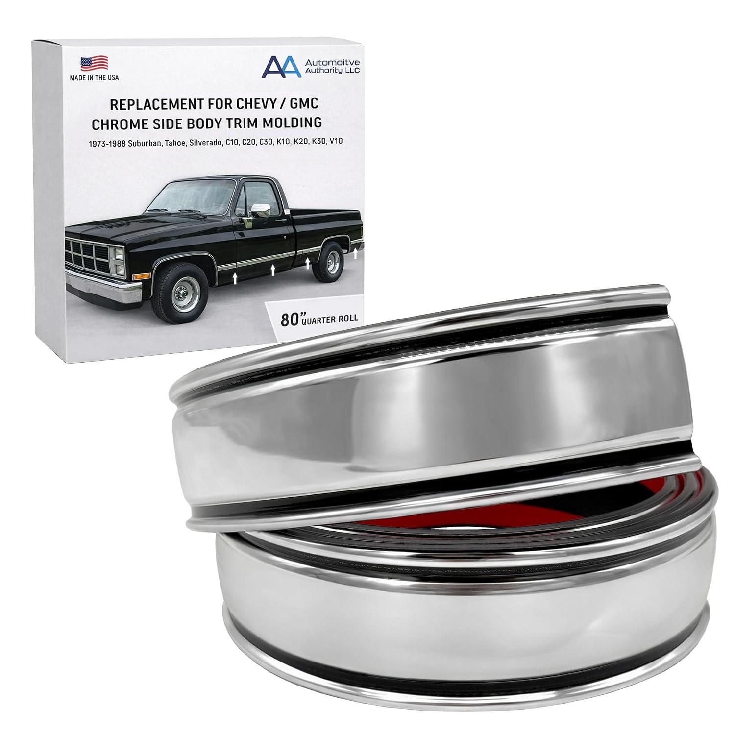 Chrome Side Body Trim Molding Compatible with 1973-1988 Chevy GMC C10 C20 C30