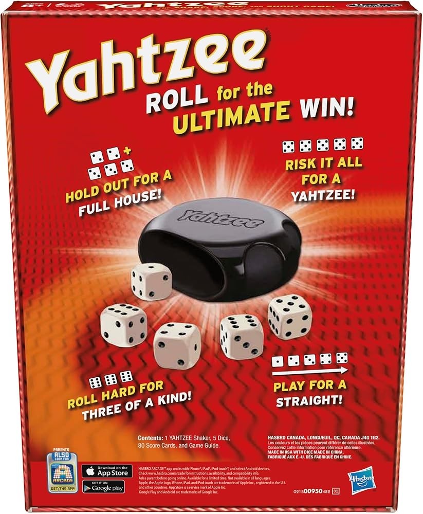 Hasbro Gaming Yahtzee Dice Game – Fast-Paced Family Strategy Game, Ages 8+,