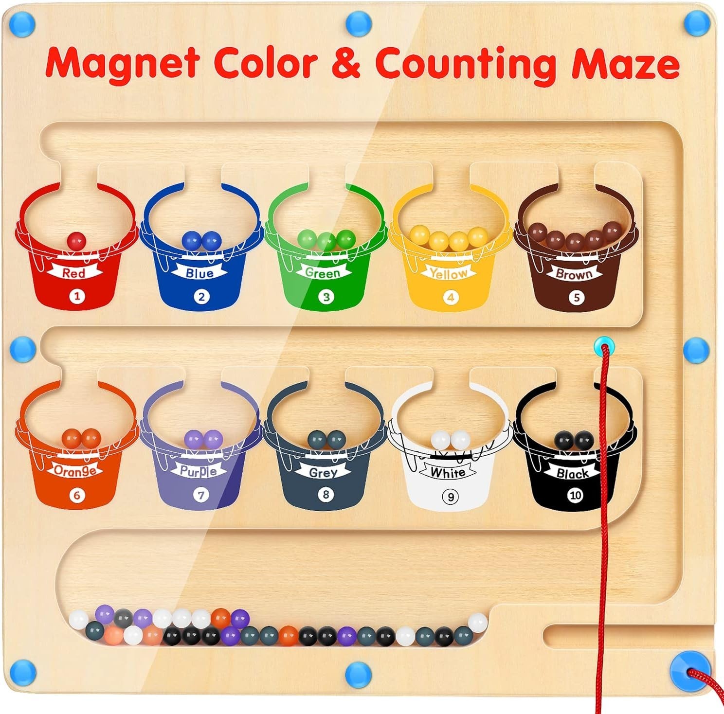 NEW Montessori Magnetic Color Number Counting Toy Wooden Puzzle Board 1+ yrs