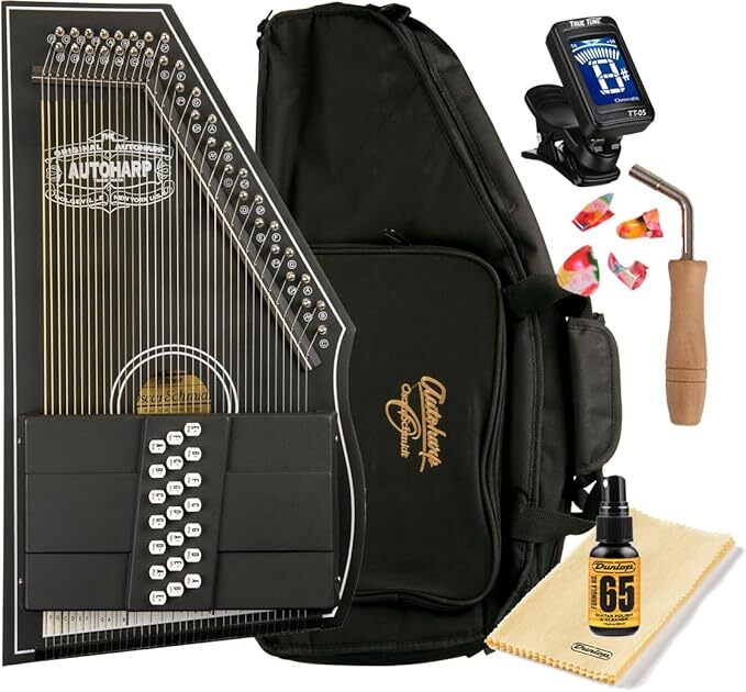 Oscar Schmidt OS73C 1930’s Reissue 21 Chord Autoharp Gig Bag Bundle – Satin