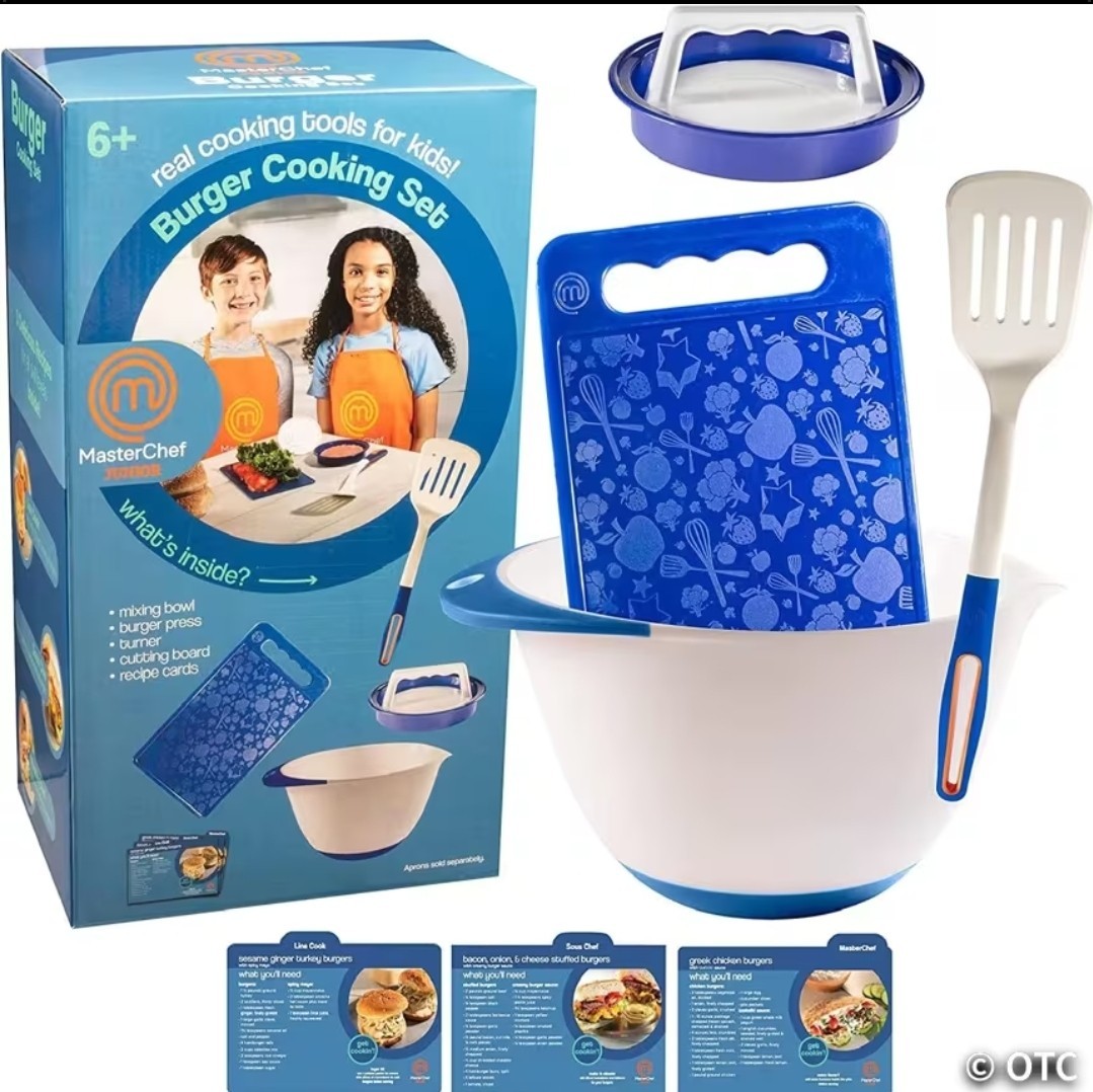 MasterChef Junior Burger Cooking Set Kids Kitchen Kit Recipe Cards Chef