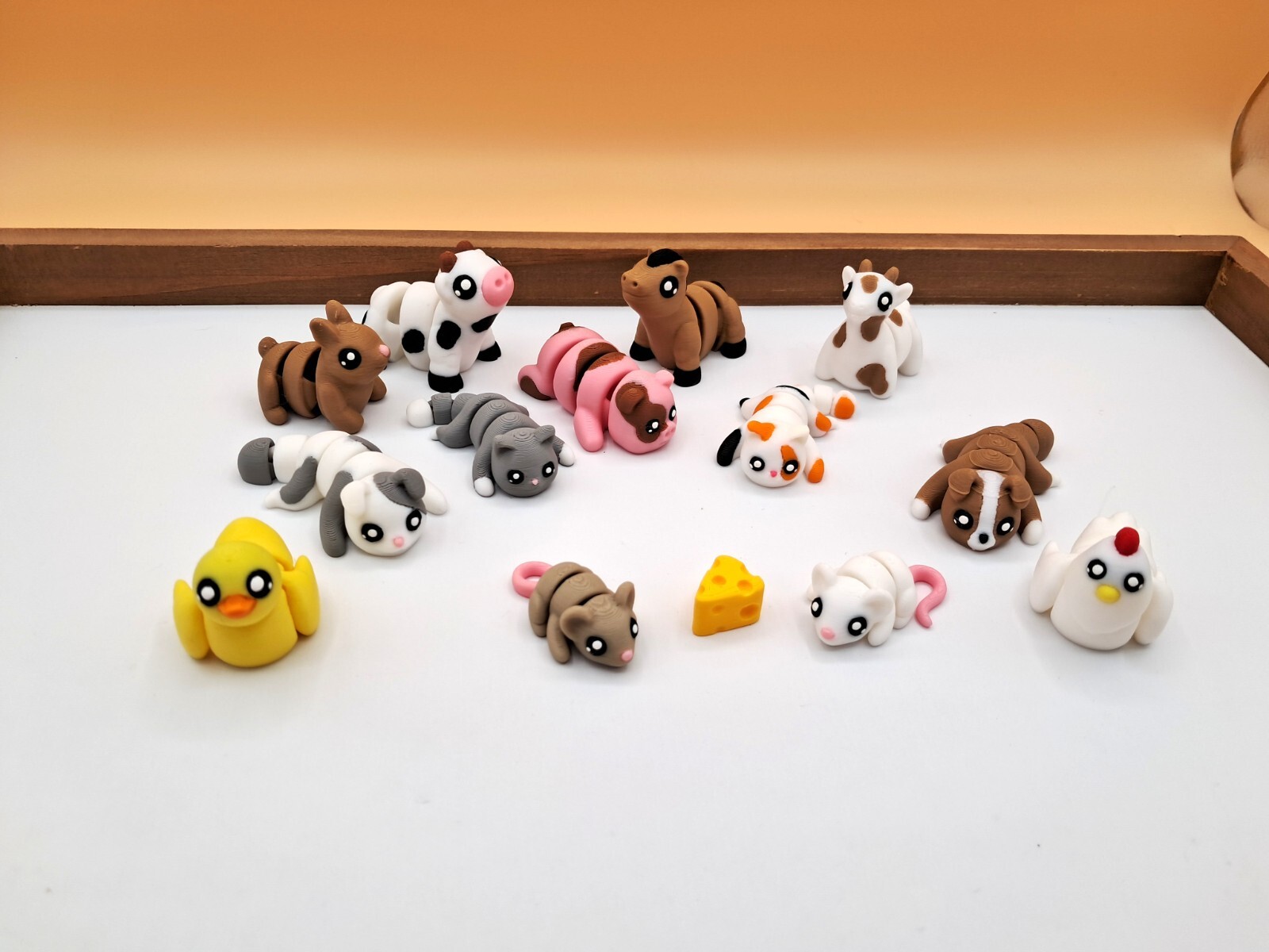 3D Printed Articulated Farm Animal Fidget Toy Set- Cow, Pig, Horse, etc -Sensory