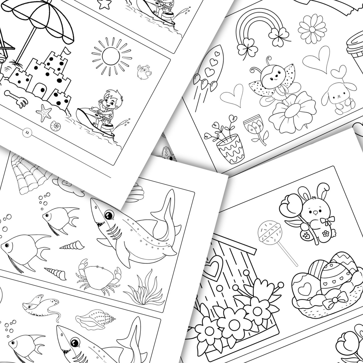 Find the Differences Coloring Worksheets for Kids | Printable Activity Pages